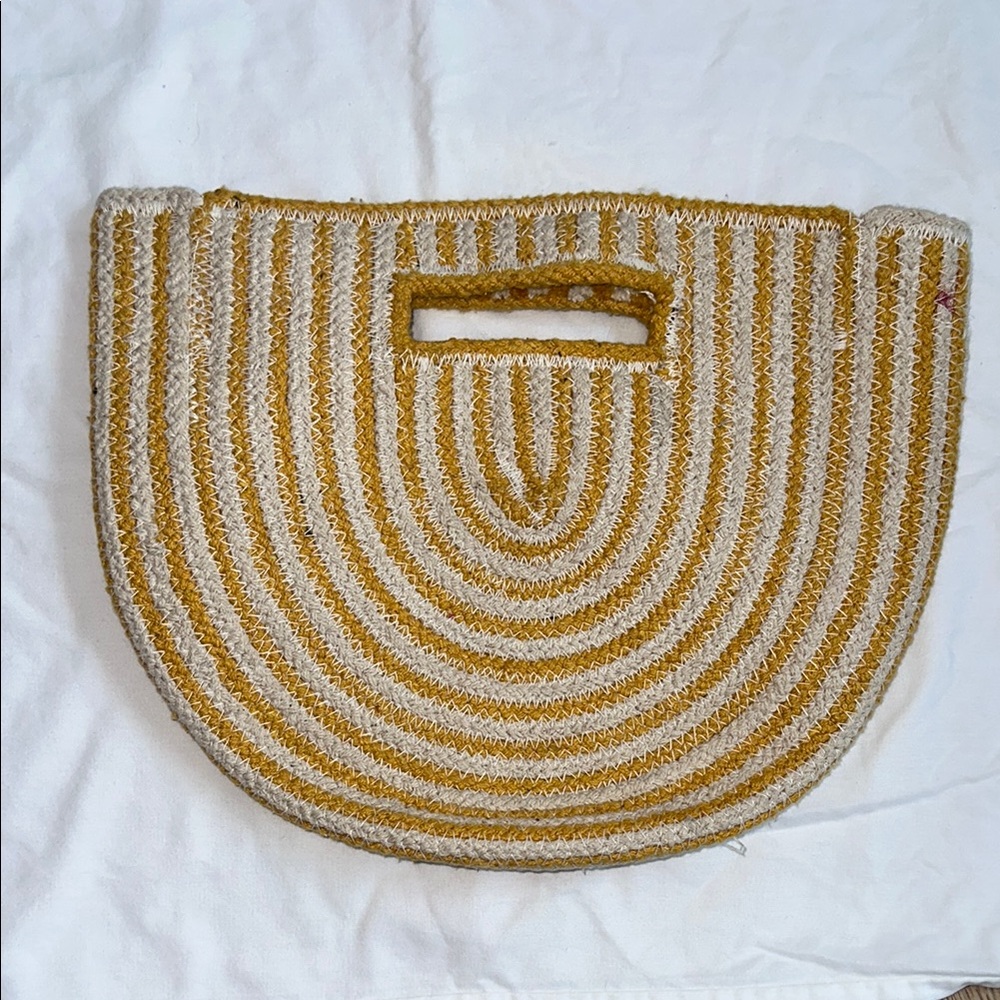 Francesca's Collections Tan and Cream Woven Clutch